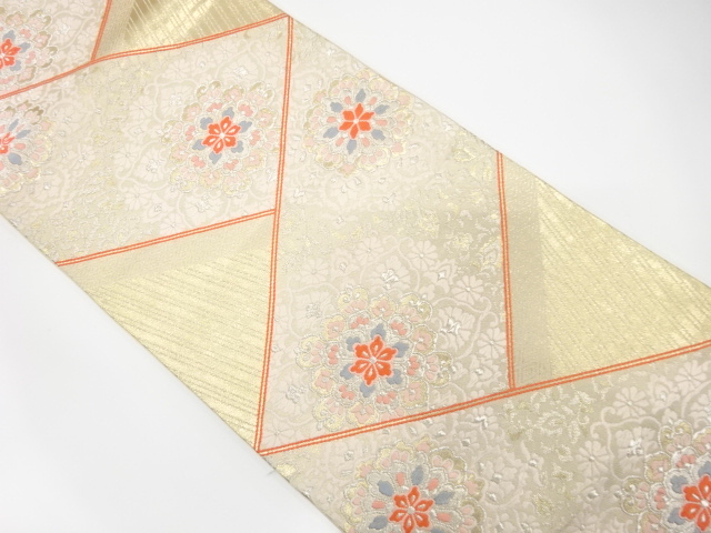 JAPANESE KIMONO / ANTIQUE FUKURO OBI / SILK / WOVEN FLOWER CREST